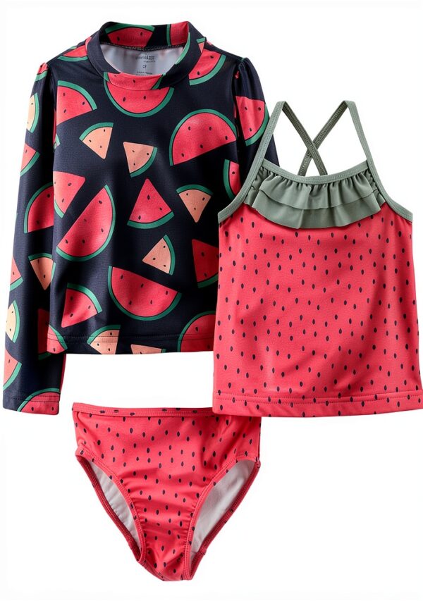 Carters UPF 50 Baby Girls Rash Guard Swim Set Watermelon-0