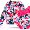 Toddler Girls Rash Guard Set UV Protection Swimwear-0