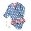 Patriotic Toddler Girls Rash Guard Set Long Sleeve Swimwear-1