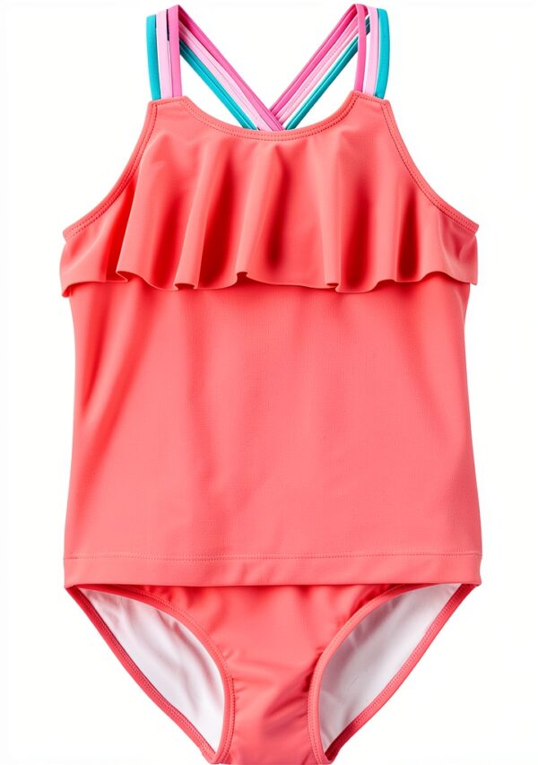 Carters Baby Girls Rash Guard Set Orange Ruffle Cross Strap-0