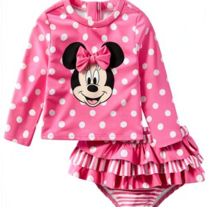 Minnie Mouse Rash Guard Set UPF 50 Baby Girls Swimsuit-0