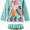 Baby Girls Rash Guard Set Pull On Closure Sun Protection-0