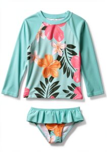 Baby Girls Rash Guard Set Pull On Closure Sun Protection-0