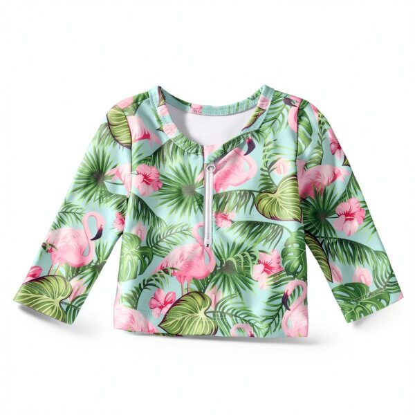 HINTINA Baby Girl Swimsuit Long Sleeve Rash Guard Set-2