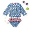Patriotic Toddler Girls Rash Guard Set Long Sleeve Swimwear-2