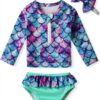 Aalizzwell Baby Girls Swimwear Long Sleeve Rashguard Set-0