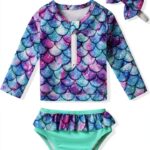 Aalizzwell Baby Girls Swimwear Long Sleeve Rashguard Set-0