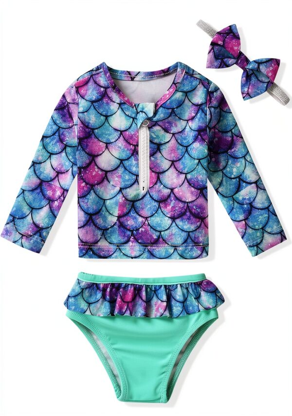 Aalizzwell Baby Girls Swimwear Long Sleeve Rashguard Set-0