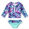 Aalizzwell Baby Girls Swimwear Long Sleeve Rashguard Set-3