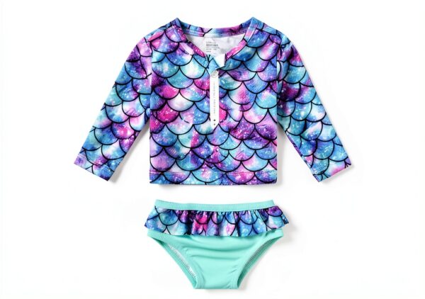 Aalizzwell Baby Girls Swimwear Long Sleeve Rashguard Set-3