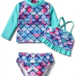Baby Girl Swimwear Set Rash Guard Swimsuit Quick Dry-0