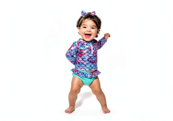 Aalizzwell Baby Girls Swimwear Long Sleeve Rashguard Set-1