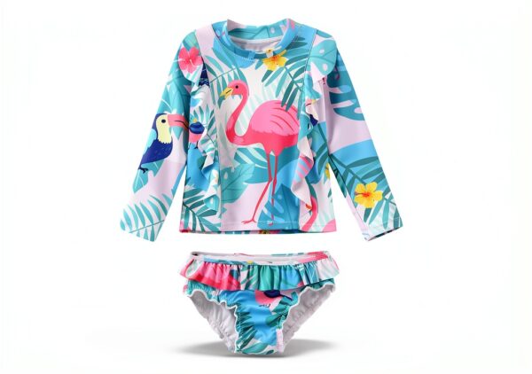 Baby Girls Rash Guard Set UPF 50 Sun Protection Swimwear-1
