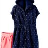 Carters Baby Girls Navy Dots Pink Swim Cover Up Set-0