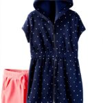Carters Baby Girls Navy Dots Pink Swim Cover Up Set-0