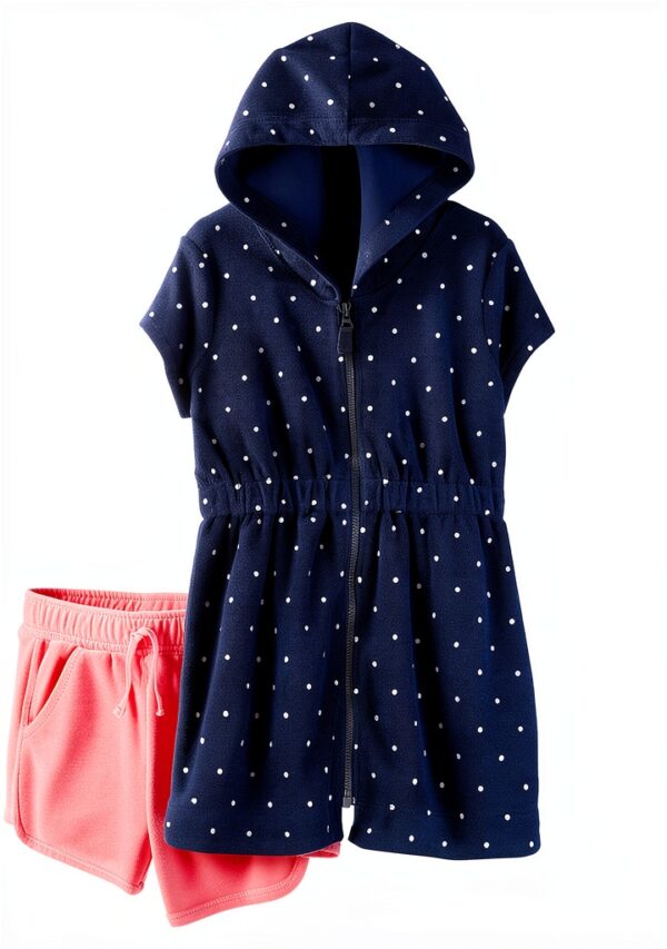Carters Baby Girls Navy Dots Pink Swim Cover Up Set-0