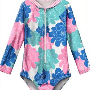 Baby Girls UPF 50 Rash Guard Swimsuits Multicolor Floral-0