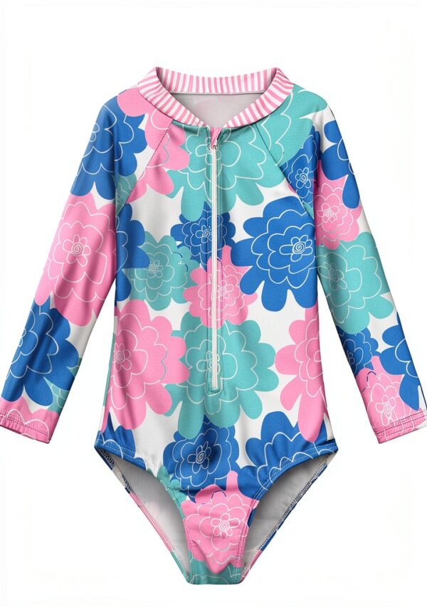 Baby Girls UPF 50 Rash Guard Swimsuits Multicolor Floral-0