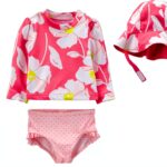 Carters UPF 50 Baby Girls Pink Floral Swim Set Rashguard-0