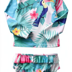 Baby Girls Rash Guard Set UPF 50 Sun Protection Swimwear-0