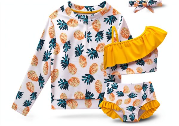 Baby Girls Swim Set UV Protection Rash Guard Swimsuit-0