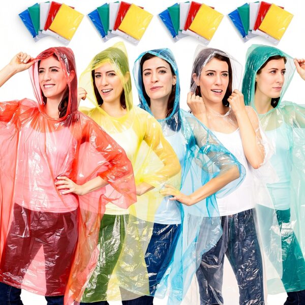 Juvale Disposable Rain Ponchos Adults Waterproof Lightweight-4