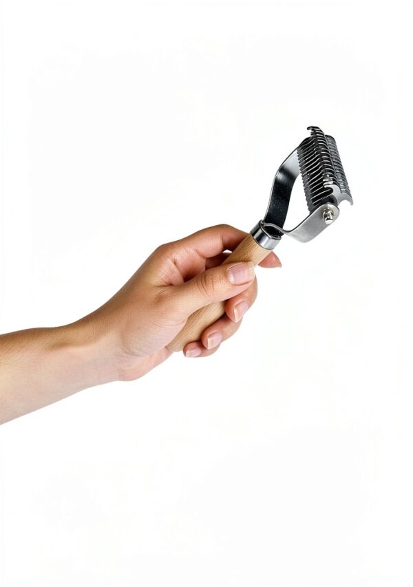 LTANIOLAK Undercoat Rake Stainless Steel Teeth Wooden Handle-0