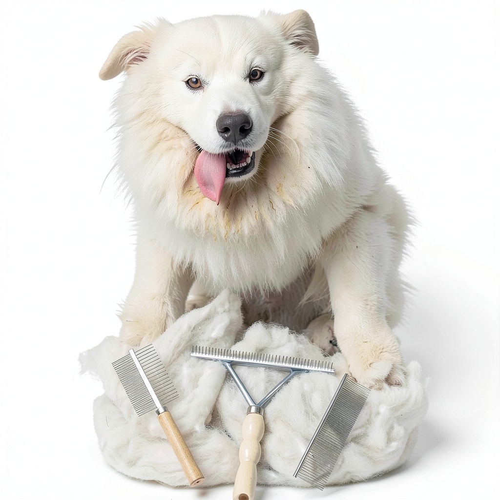 Tsxurepaw grooming kit in use on a long-haired dog