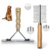 Tsxurepaw Pet Grooming Rake Long Hair Deshedding Tool-4