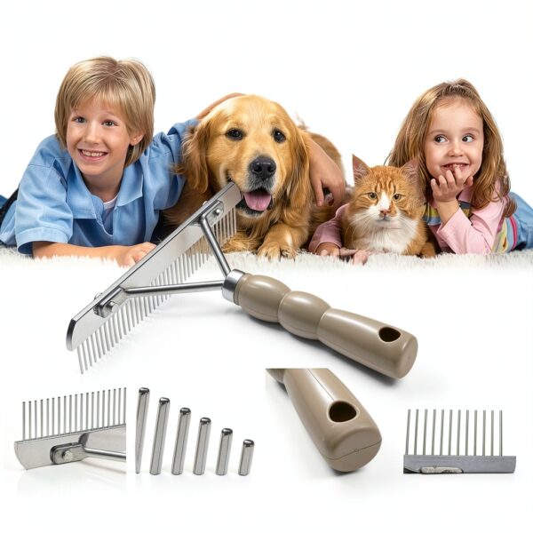 Tsxurepaw Pet Grooming Rake Long Hair Deshedding Tool-1
