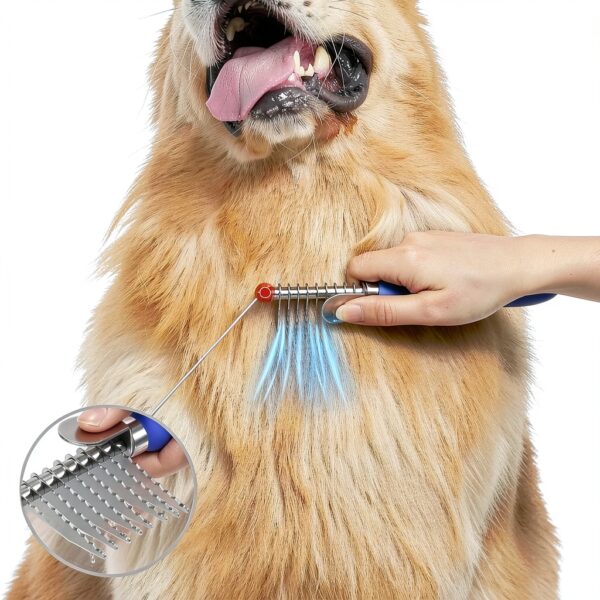 Myselect Dog Grooming Rake Dematting Comb Stainless Steel-2