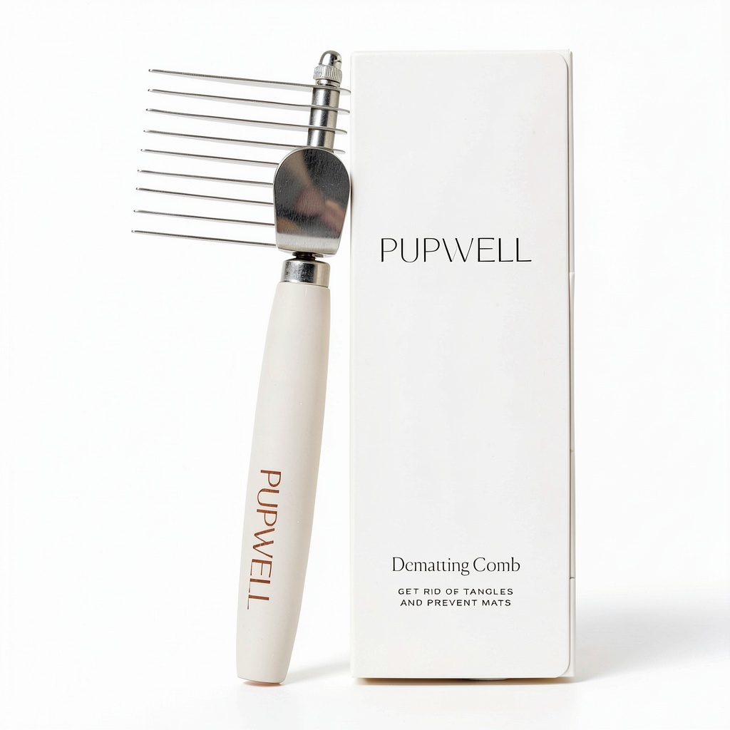Pupwell Dematting Comb in use on a dog with long hair