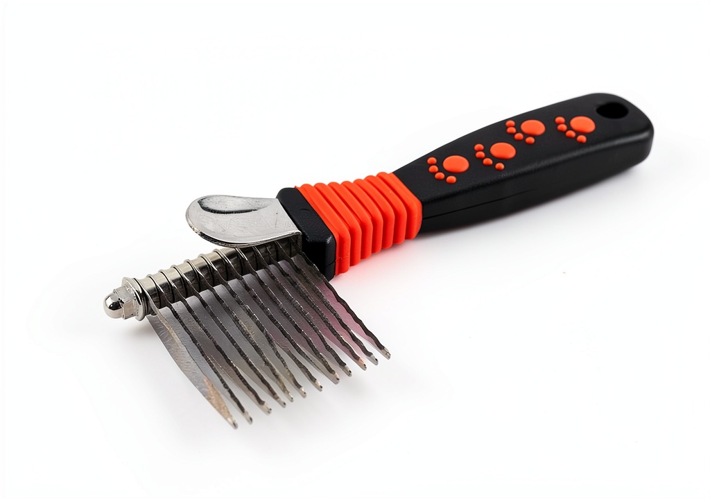 Ryan’s Pet Supplies dematting tool in use on a dog’s coat