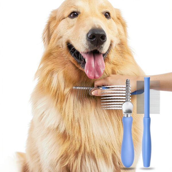 Myselect Dog Grooming Rake Dematting Comb Stainless Steel-1