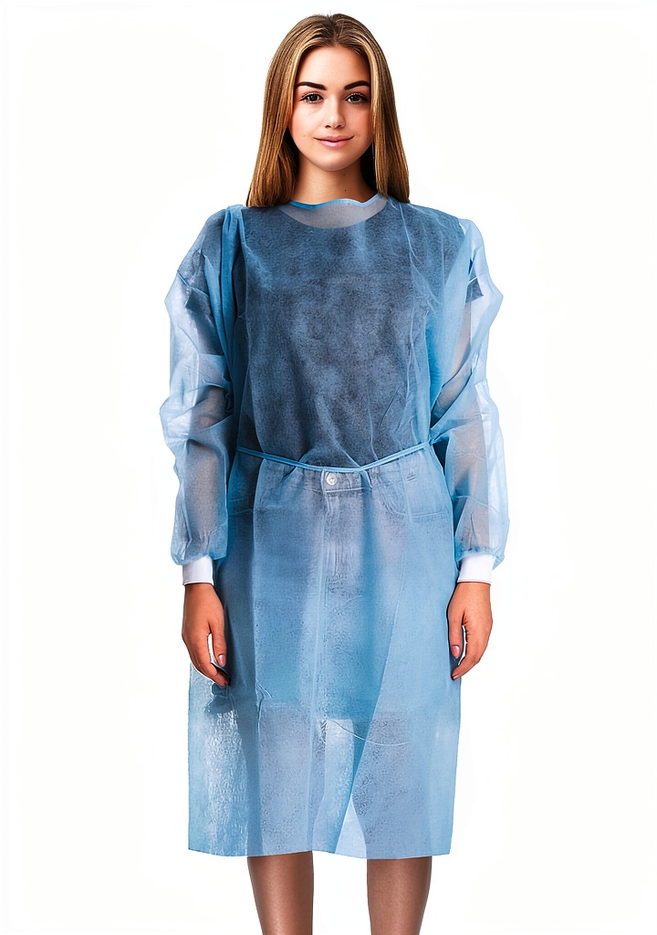 Disposable isolation gowns in use