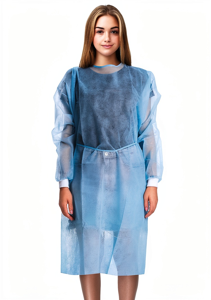 Healthcare worker wearing EZGOODZ isolation gown in a clinical setting