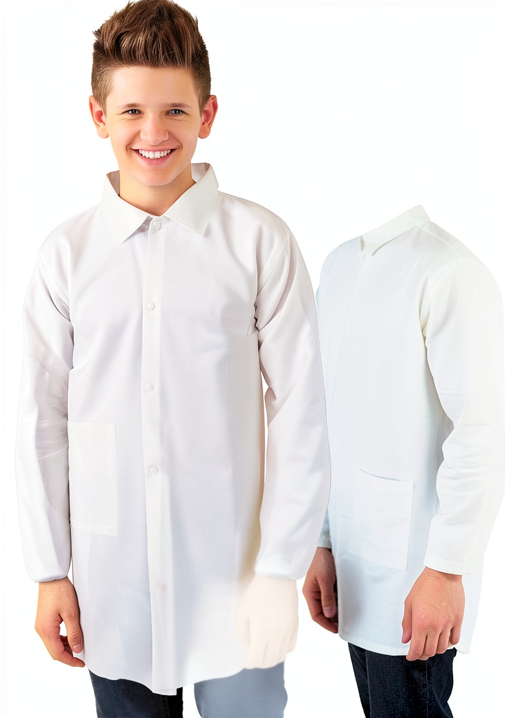 Child wearing disposable lab coat during a science experiment