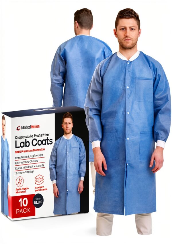 Medical Nation Disposable Lab Coat Unisex 3X-Large SMS Fluid-Resistant-2