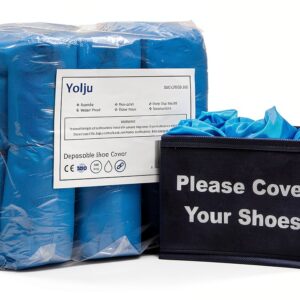 Yolju Blue CPE Shoe Cover Booties 300 Pack Waterproof Non‑Skid-0