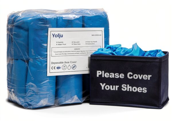 Yolju Blue CPE Shoe Cover Booties 300 Pack Waterproof Non‑Skid-0