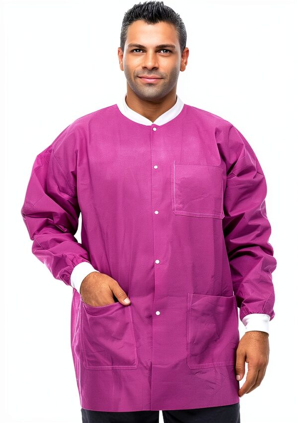 Vastmed Disposable Lab Jacket Unisex 3‑Layer SMS Fluid‑Resistant Coat-0