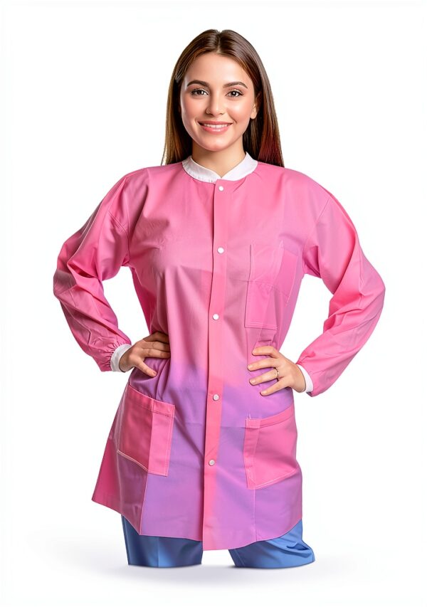 Disposable Lab Coat EZGOODZ Light Pink X-Large 10‑Pack Knee‑Length-2