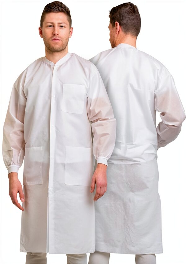 Medical Nation Disposable Lab Coat White Nonwoven SMS Protective-7