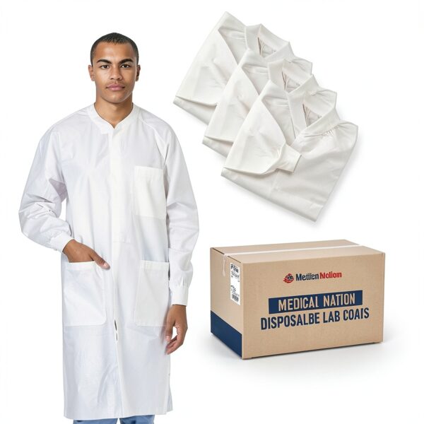 Medical Nation Disposable Lab Coat White Nonwoven SMS Protective-5