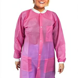Disposable Lab Coat EZGOODZ Light Pink X-Large 10‑Pack Knee‑Length-0