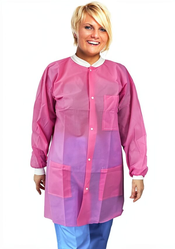 Disposable Lab Coat EZGOODZ Light Pink X-Large 10‑Pack Knee‑Length-0