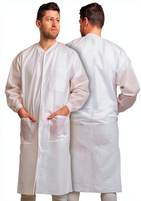 Medical Nation Disposable Lab Coat White Nonwoven SMS Protective-0