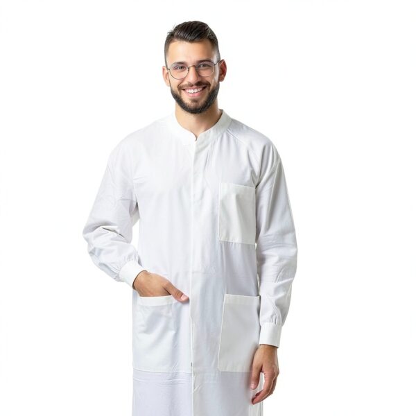 Medical Nation Disposable Lab Coat White Nonwoven SMS Protective-4