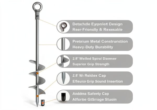 Ground Anchor Tyalez 18 Inch Duty Earth Anchor with Crossbar 6 Pack-6
