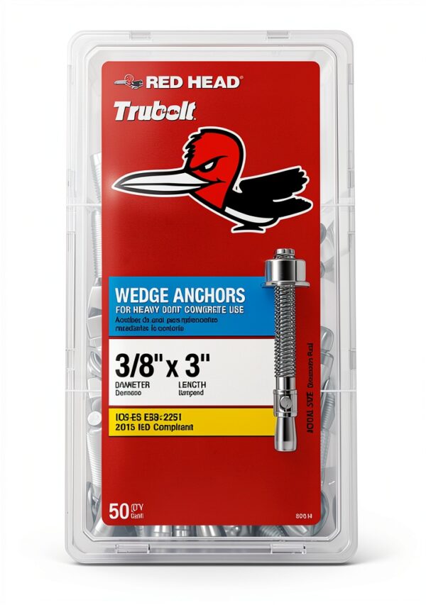 Red Head 3/8 in. x 3 in. Wedge Anchor by ITW Brands Steel Zinc Plated-0